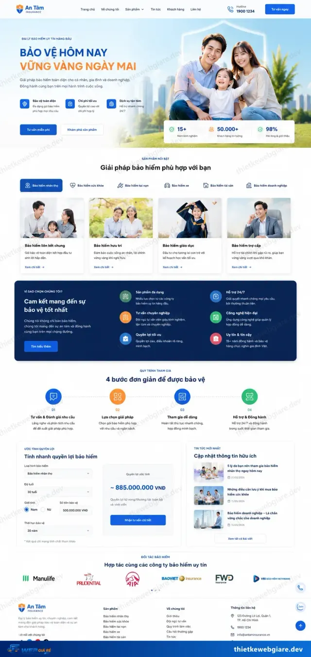 Mẫu website Bảo hiểm — giao diện An Tâm