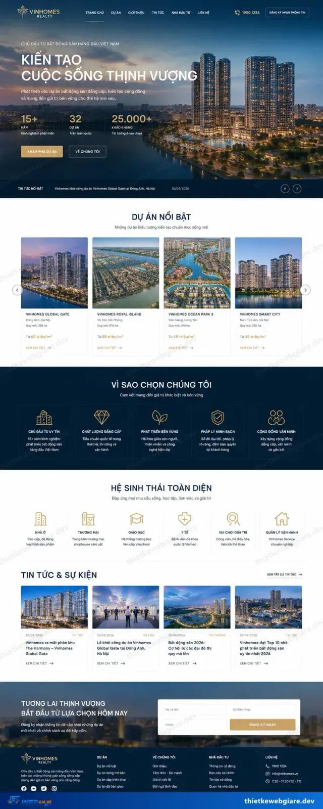 Mẫu website Chủ đầu tư / dự án bất động sản — giao diện Skyline