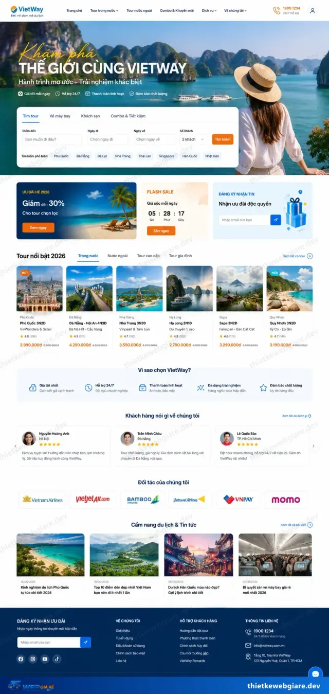 Mẫu website Công ty du lịch / tour — giao diện VietWay
