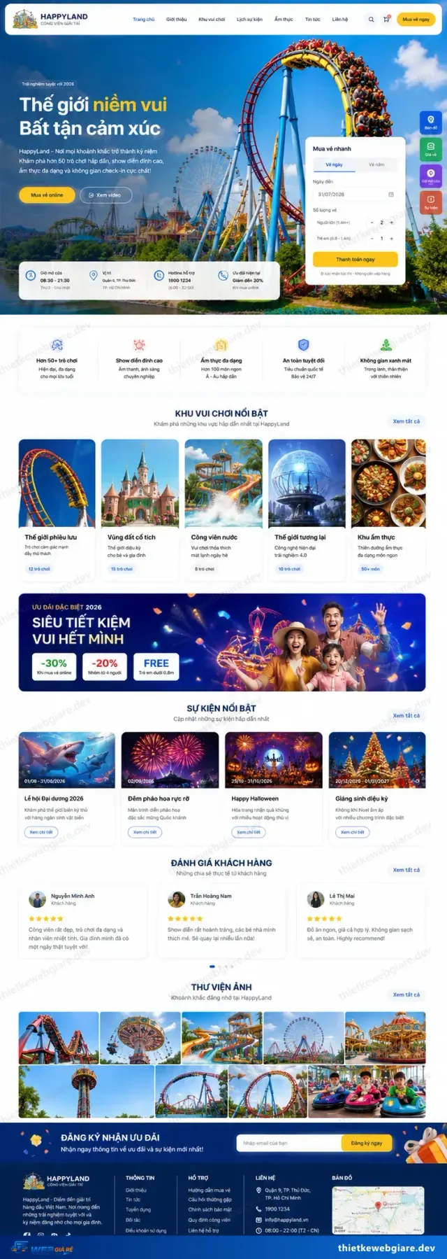Mẫu website Công viên giải trí / khu vui chơi — giao diện HappyLand
