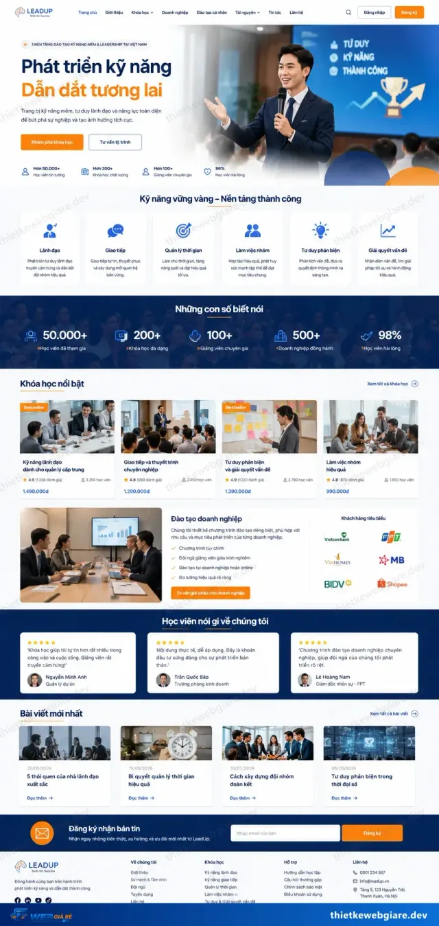 Mẫu website Đào tạo kỹ năng mềm / lãnh đạo — giao diện Lead Up