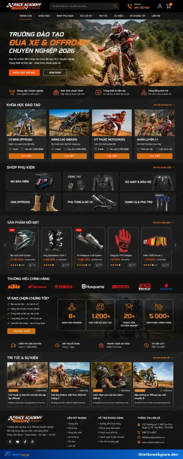 Mẫu website Trung tâm dạy lái xe — giao diện Race Academy