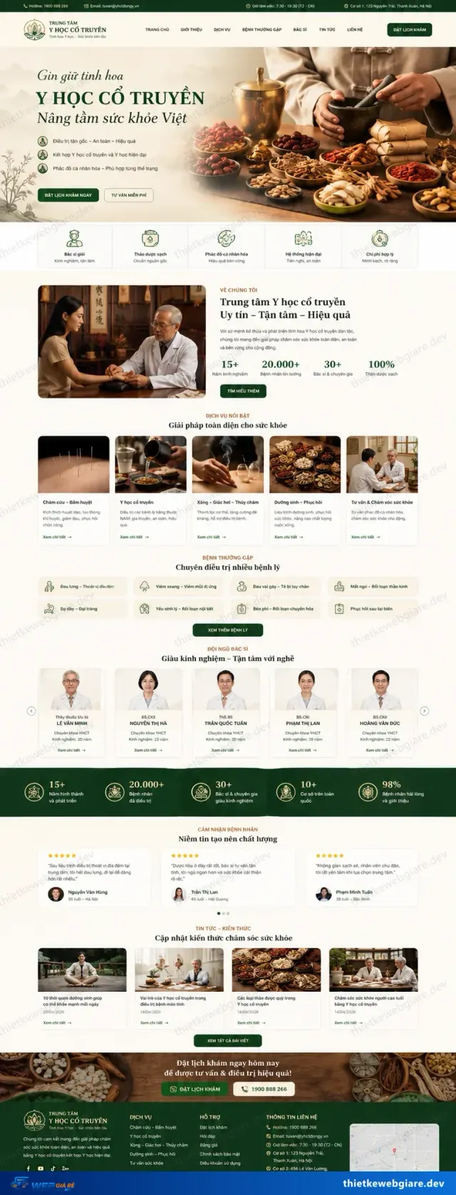 Mẫu website Đông y / y học cổ truyền — giao diện Tinh Hoa Việt