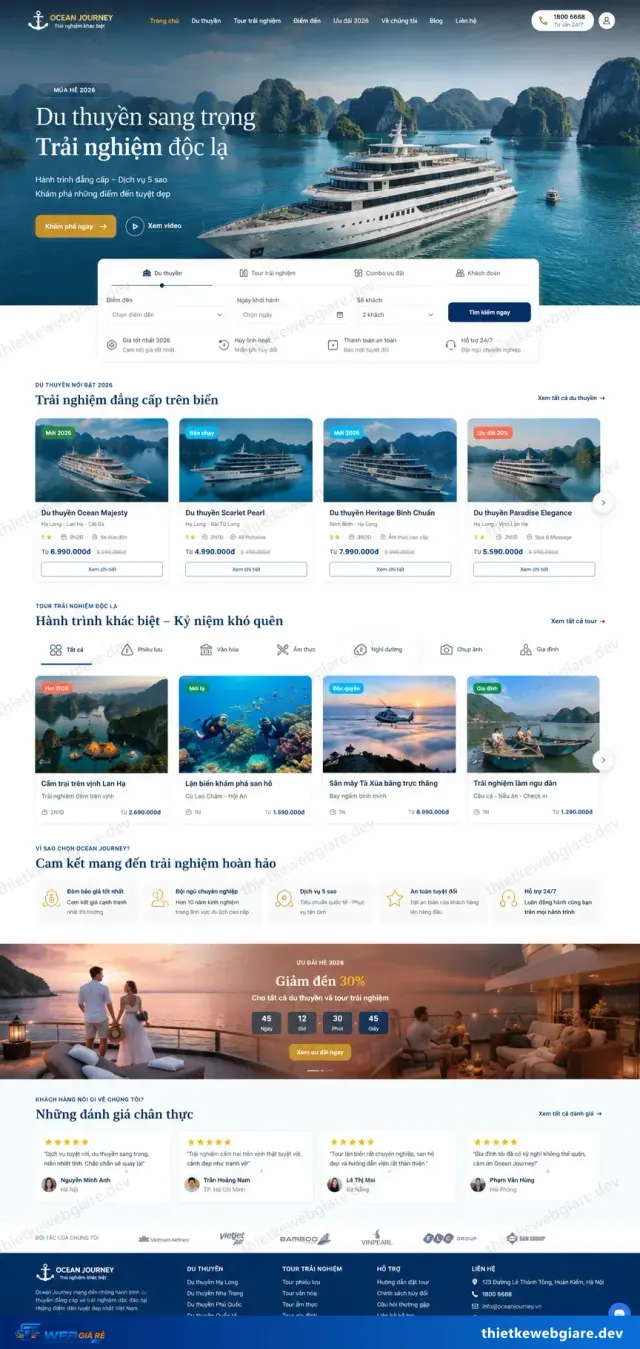Mẫu website Du thuyền / tàu nghỉ dưỡng — giao diện Ocean Journey