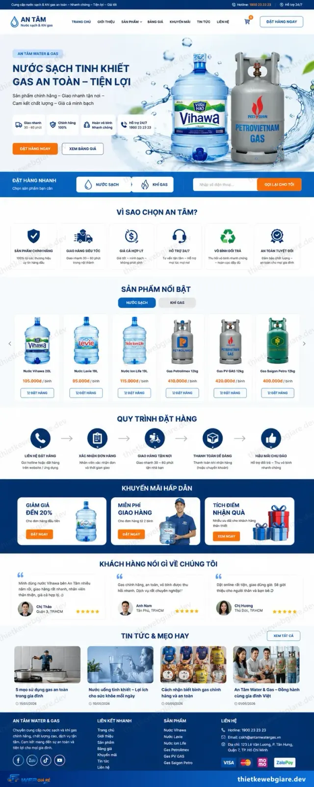 Mẫu website Giao nước uống và gas — giao diện An Tâm