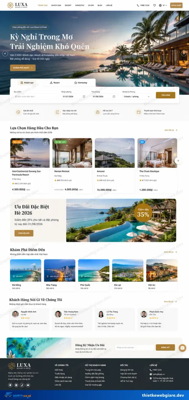 Mẫu website Khách sạn — giao diện Luxa