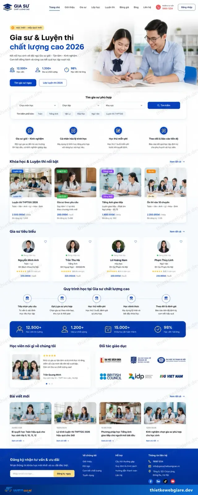 Mẫu website Luyện thi / gia sư — giao diện Gia Sư Giỏi
