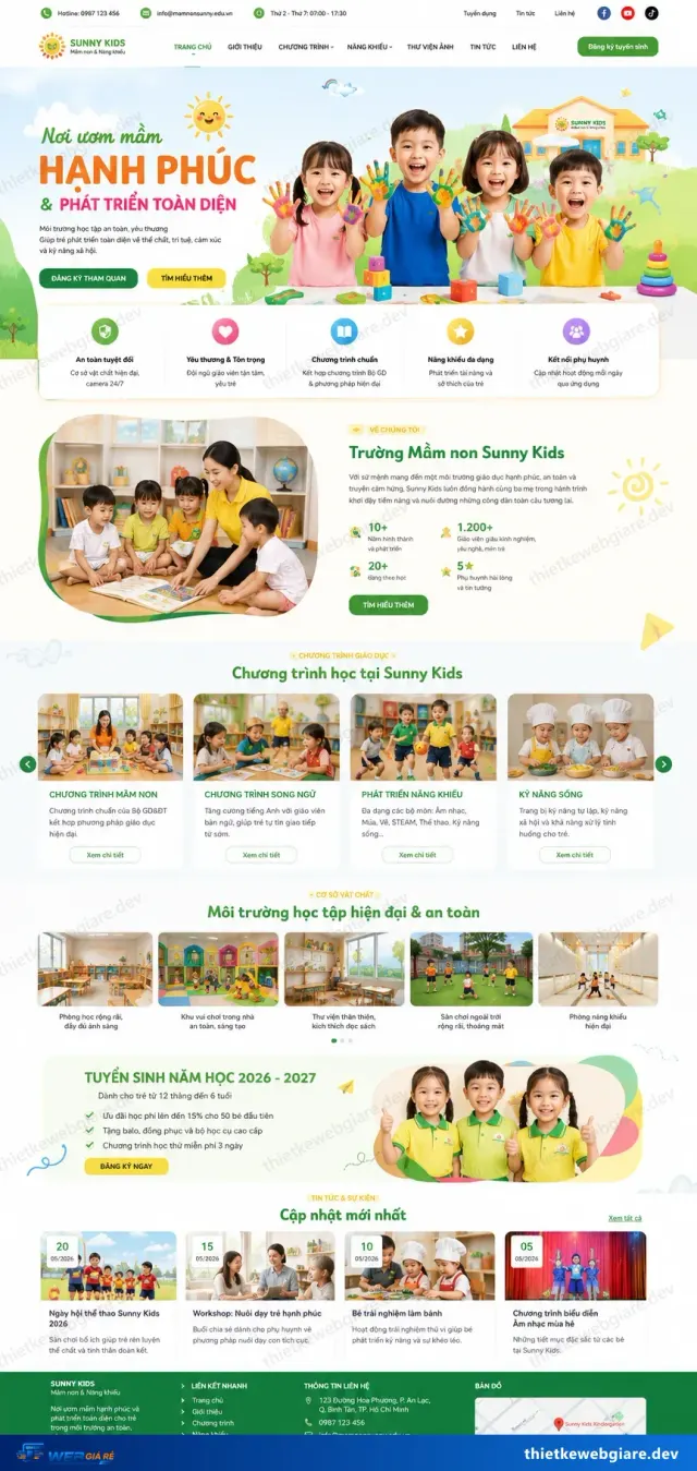 Mẫu website Mầm non / mẫu giáo — giao diện Sunny Kids