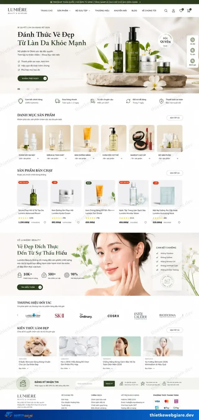 Mẫu website Mỹ phẩm — giao diện Lumière