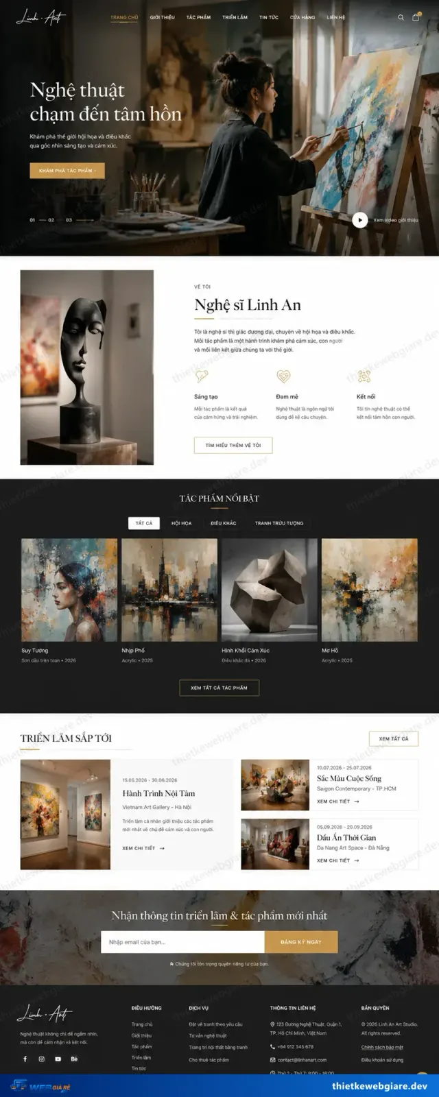 Mẫu website Nghệ sĩ / nhà thiết kế — giao diện Linh An Art