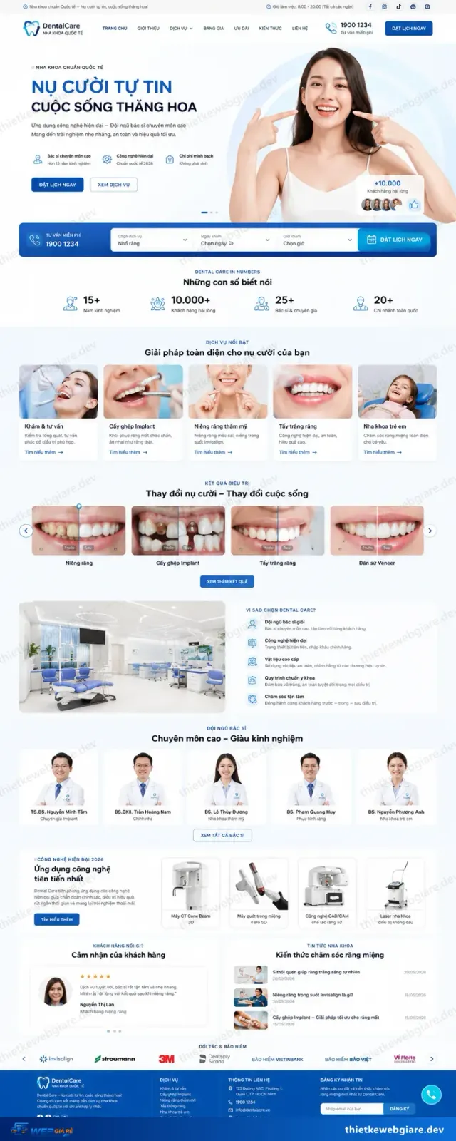 Mẫu website Nha khoa — giao diện Nụ Cười