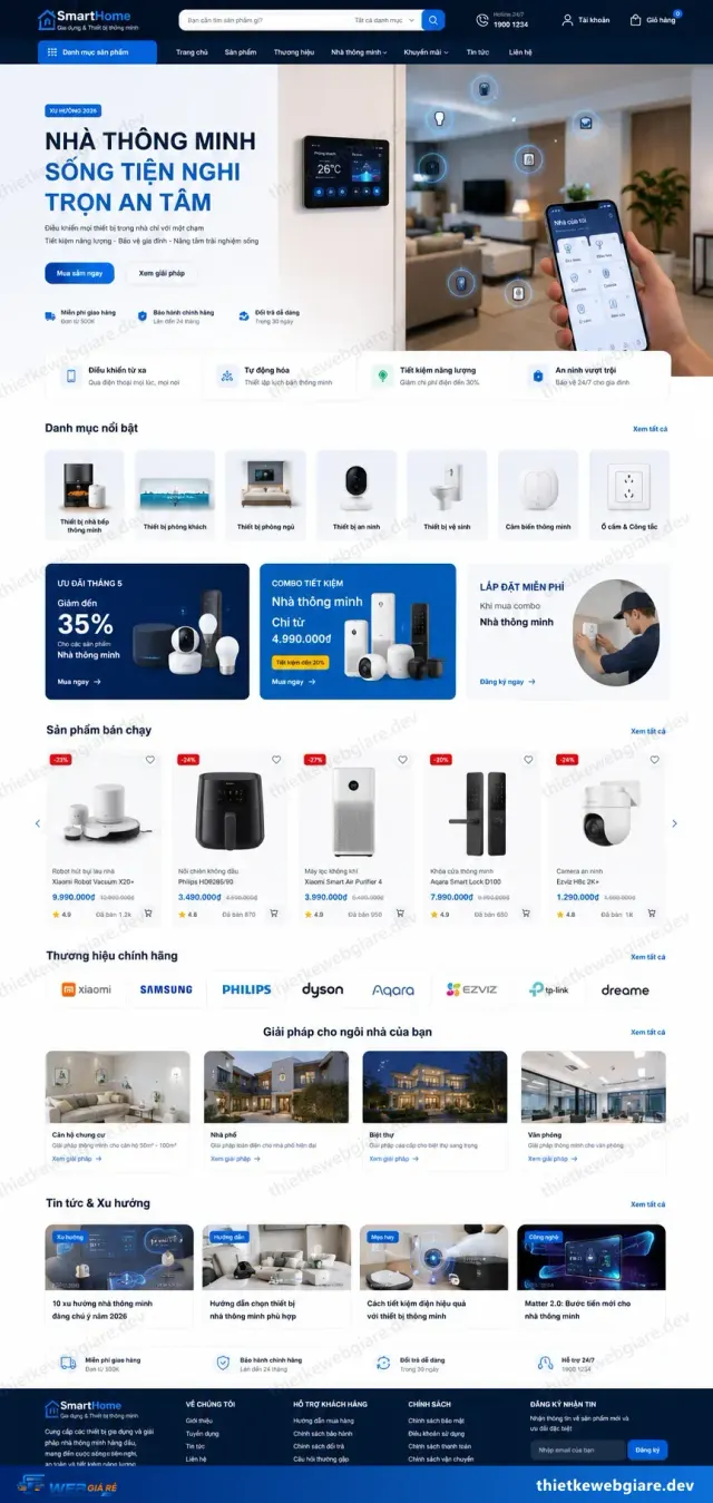 Mẫu website Nhà thông minh — giao diện SmartHome