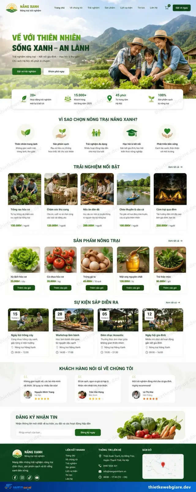 Mẫu website Nông nghiệp / trang trại — giao diện Nắng Xanh