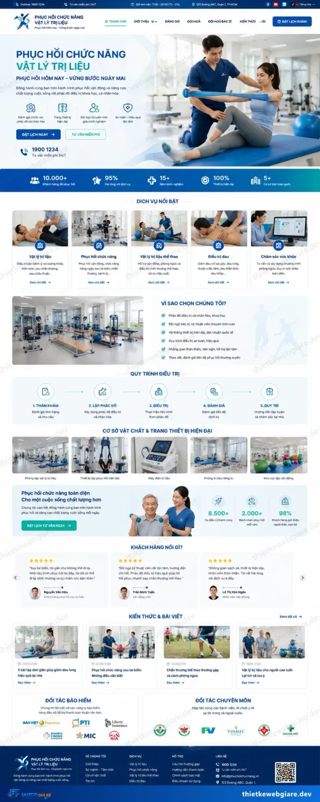 Mẫu website Phục hồi chức năng / vật lý trị liệu — giao diện Hồi Phục