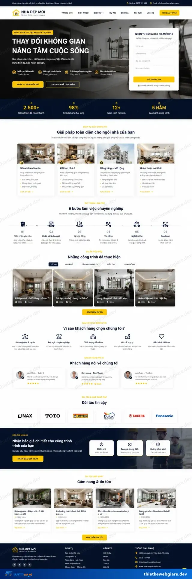 Mẫu website Sửa chữa điện nước / nhà cửa — giao diện Nhà Mới