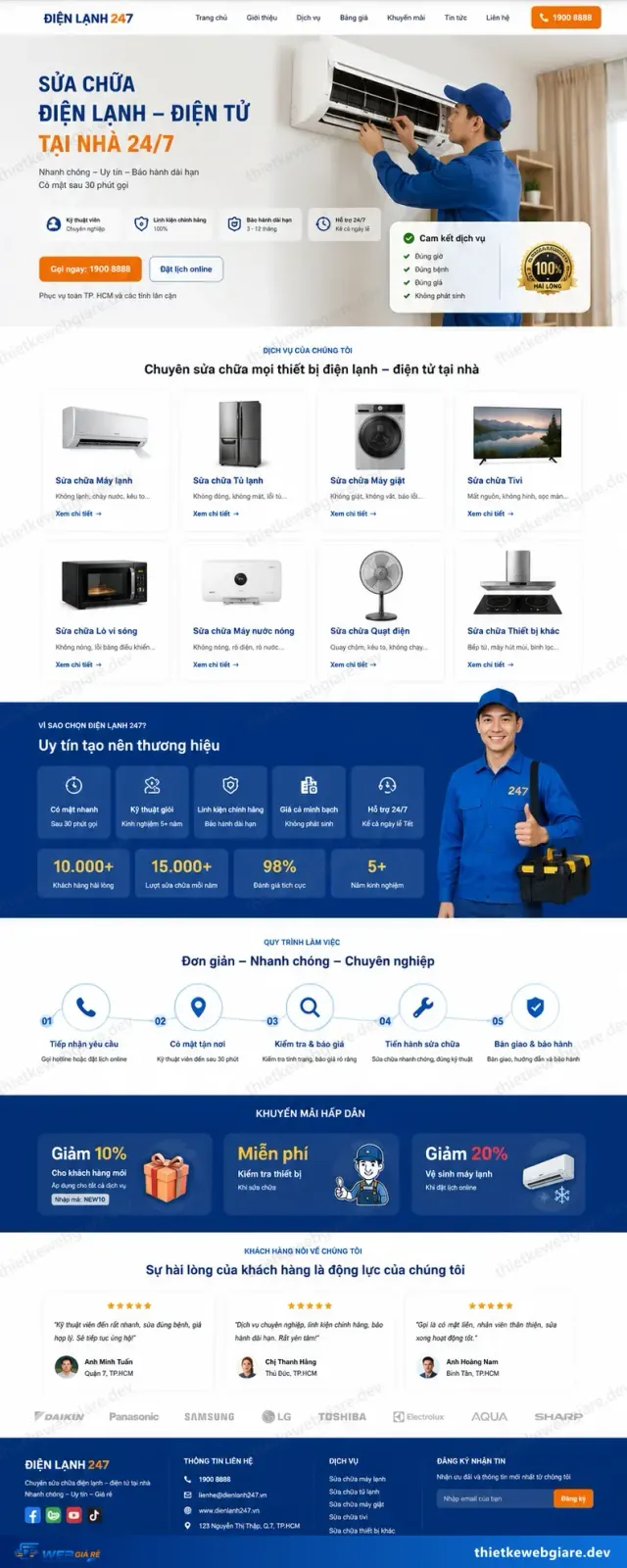Mẫu website Sửa chữa điện lạnh — giao diện Điện Lạnh 247