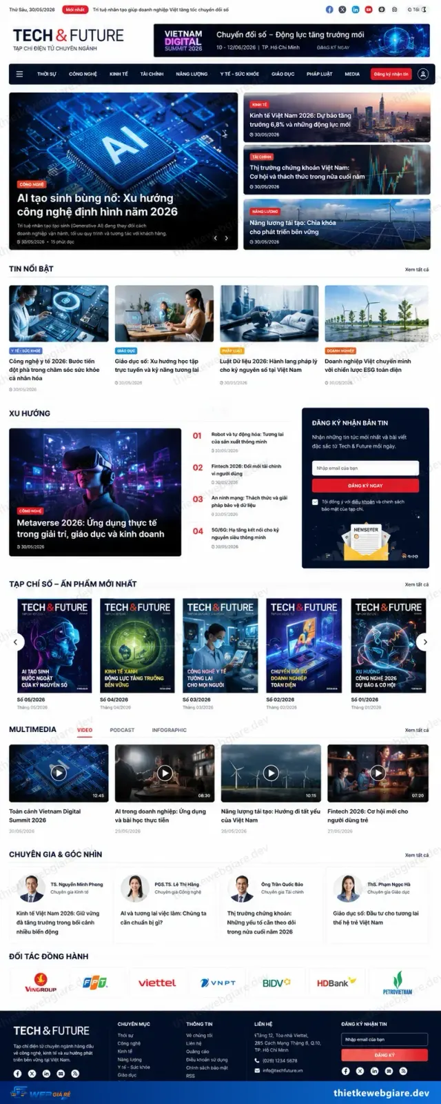 Mẫu website Tạp chí điện tử — giao diện Tech & Future