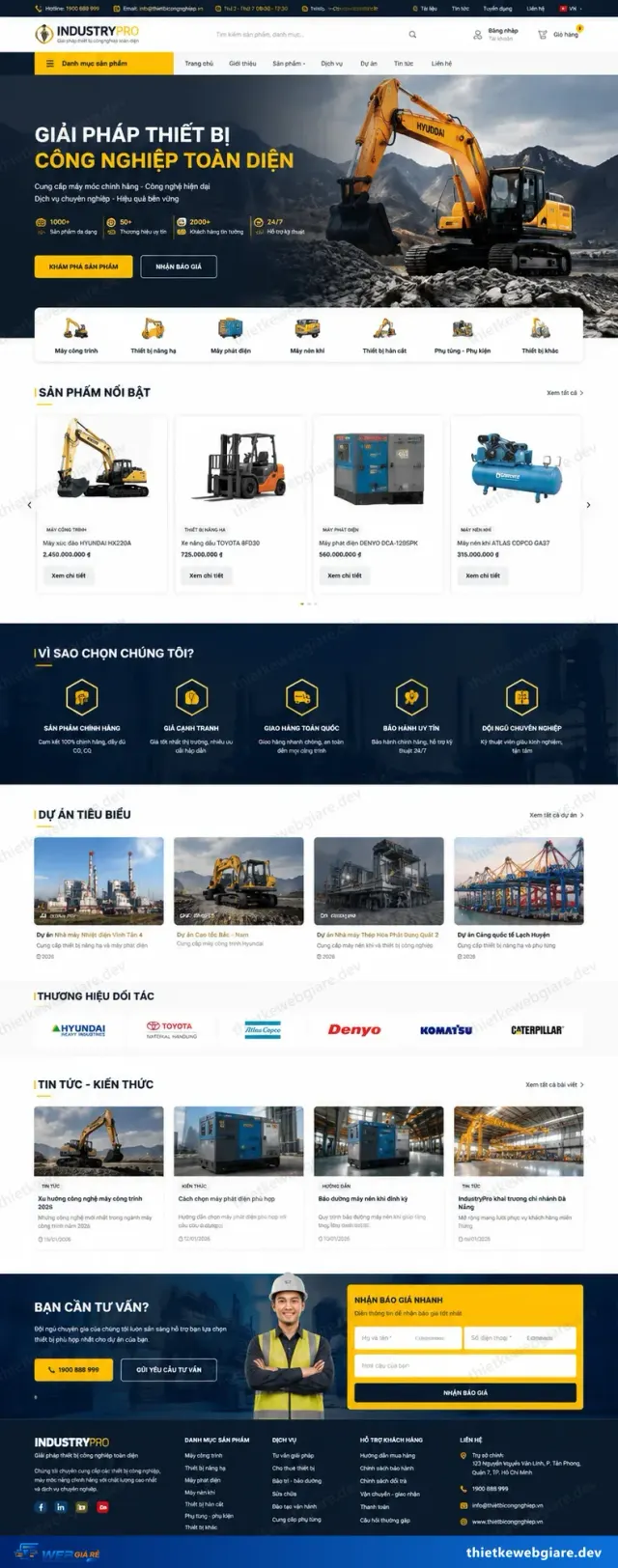 Mẫu website Thiết bị công nghiệp — giao diện IndustryPro