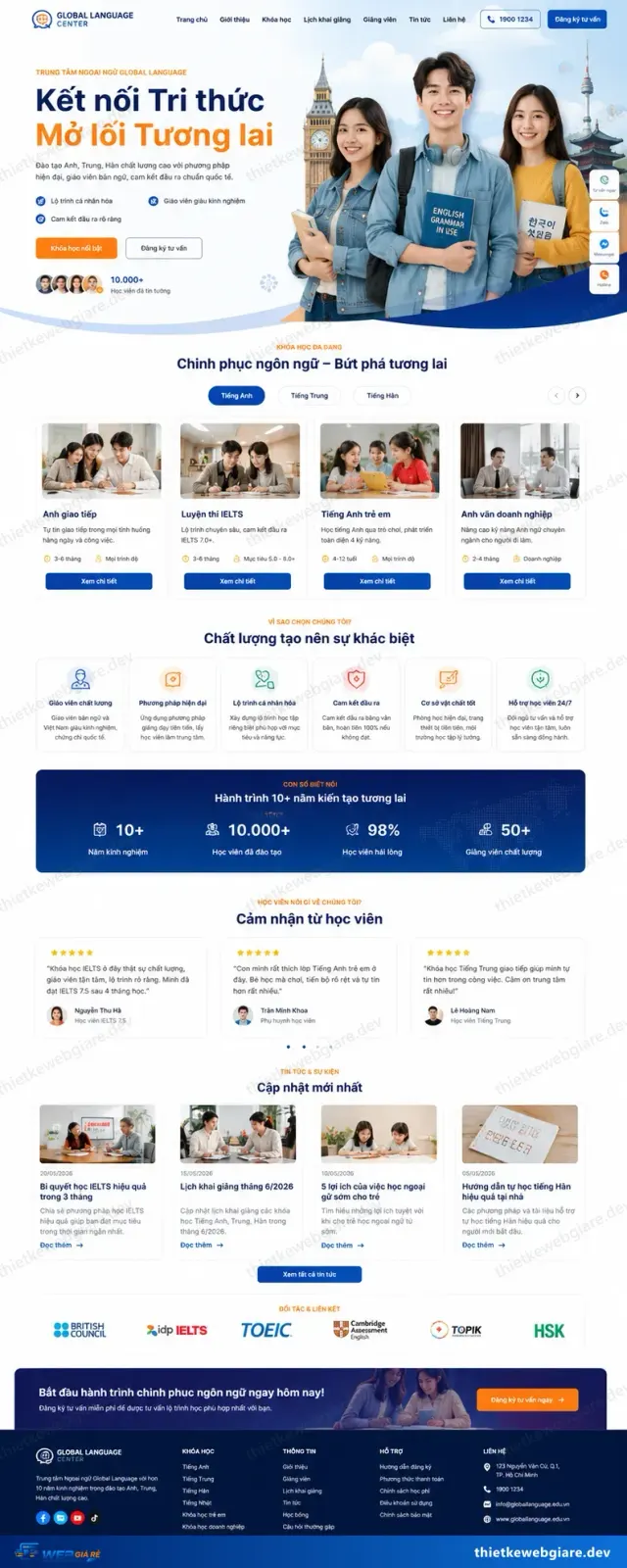 Mẫu website Trung tâm ngoại ngữ — giao diện Global Lang