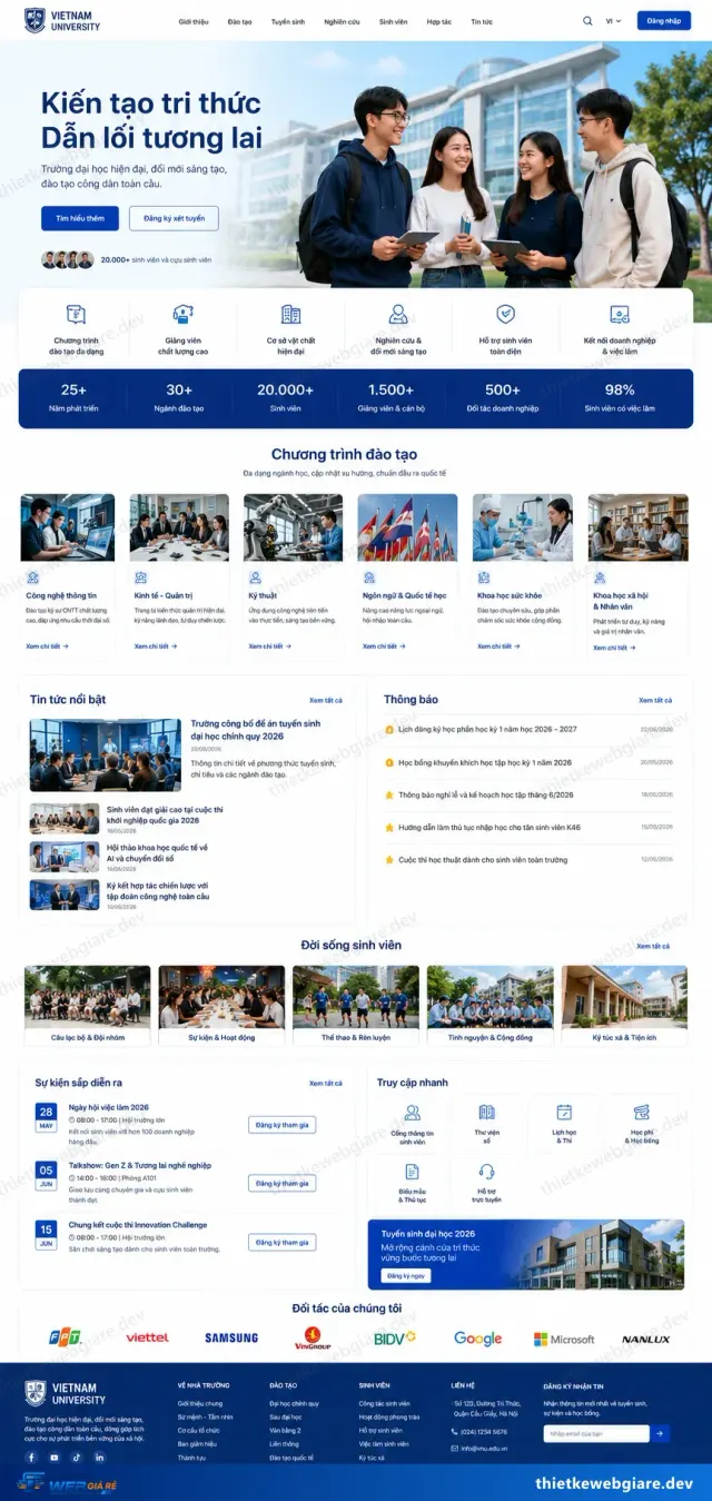 Mẫu website Trường học — giao diện Đại Học Việt