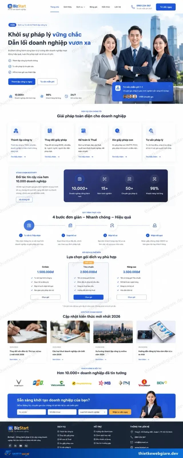 Mẫu website Tư vấn doanh nghiệp — giao diện BizStart