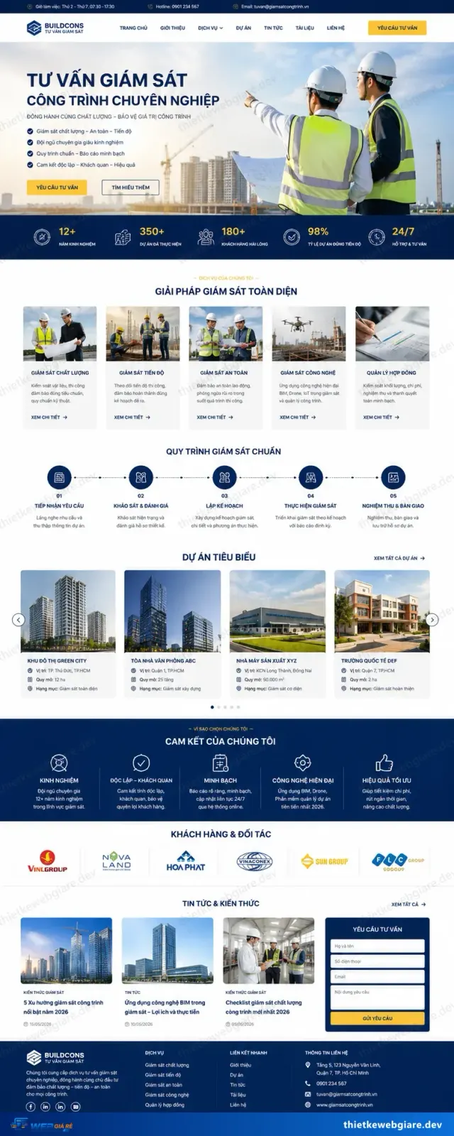 Mẫu website Tư vấn giám sát công trình — giao diện Chuẩn Mực