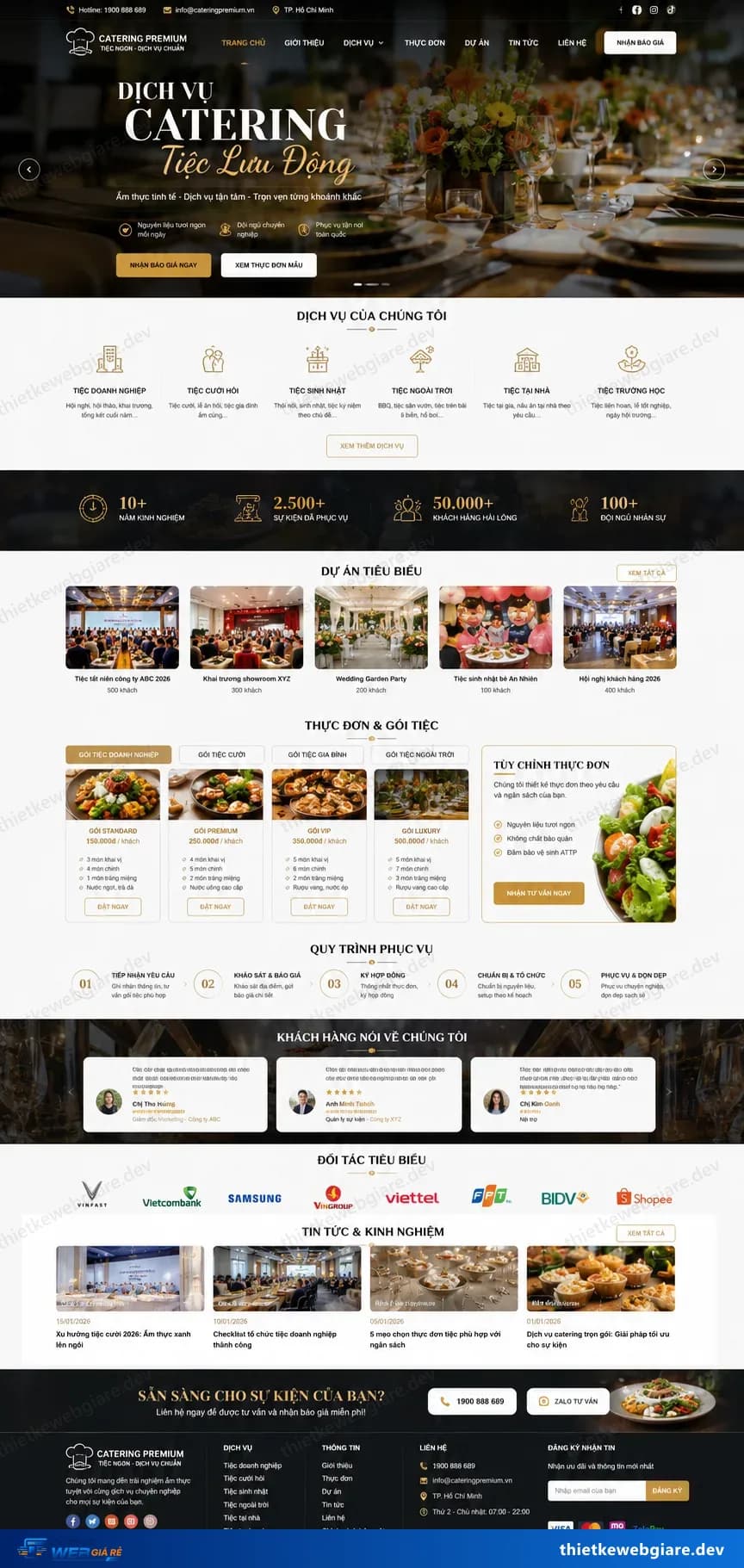 Toàn bộ giao diện mẫu website Catering / tiệc lưu động — mẫu Catering Premium