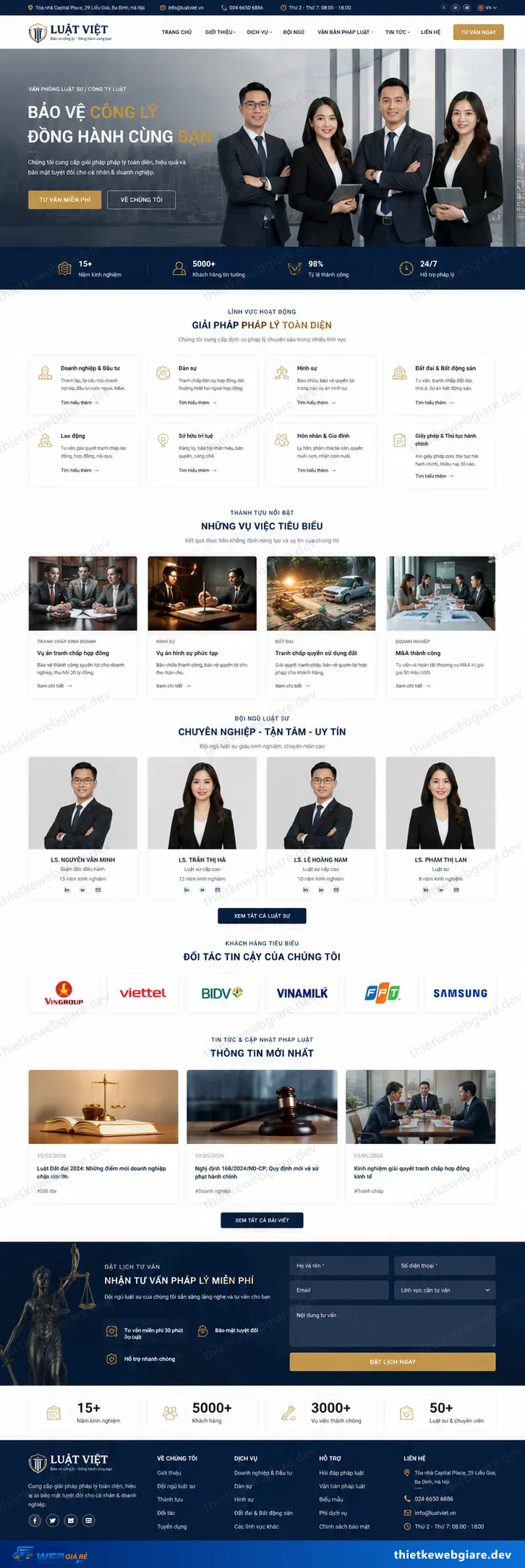 Toàn bộ giao diện mẫu website Công ty luật / luật sư — mẫu Luật Việt