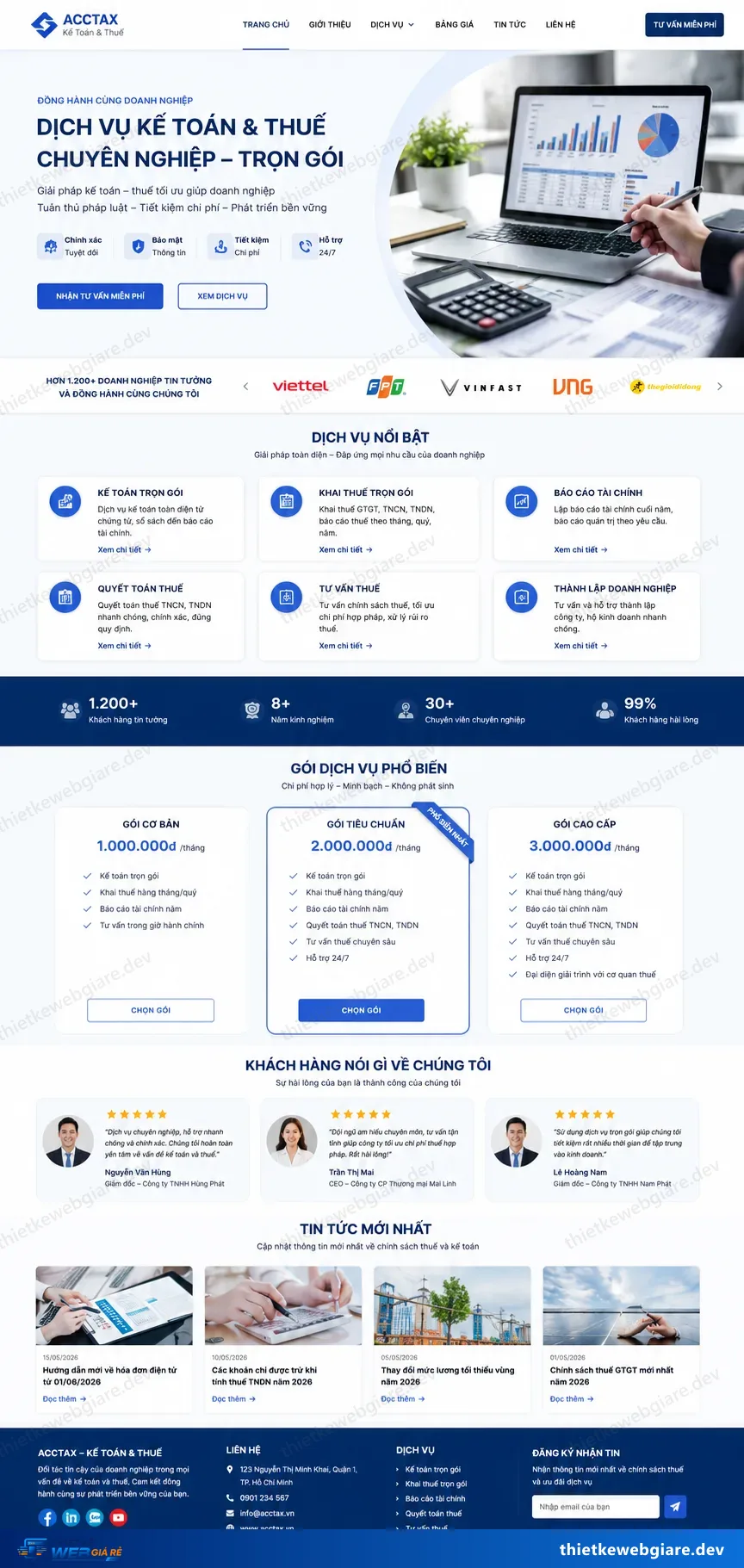 Toàn bộ giao diện mẫu website Kế toán / thuế — mẫu AccTax