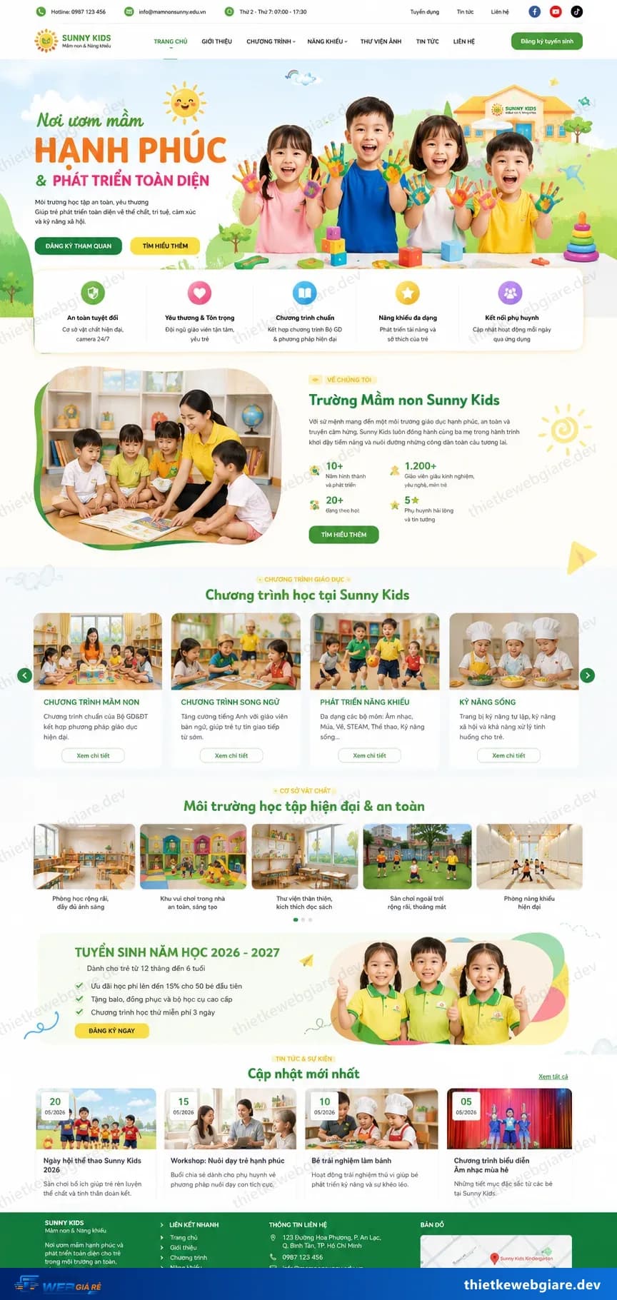 Toàn bộ giao diện mẫu website Mầm non / mẫu giáo — mẫu Sunny Kids