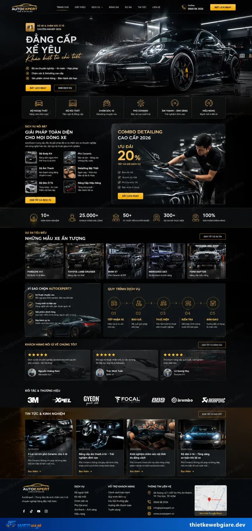 Toàn bộ giao diện mẫu website Rửa xe / chăm sóc xe — mẫu AutoExpert