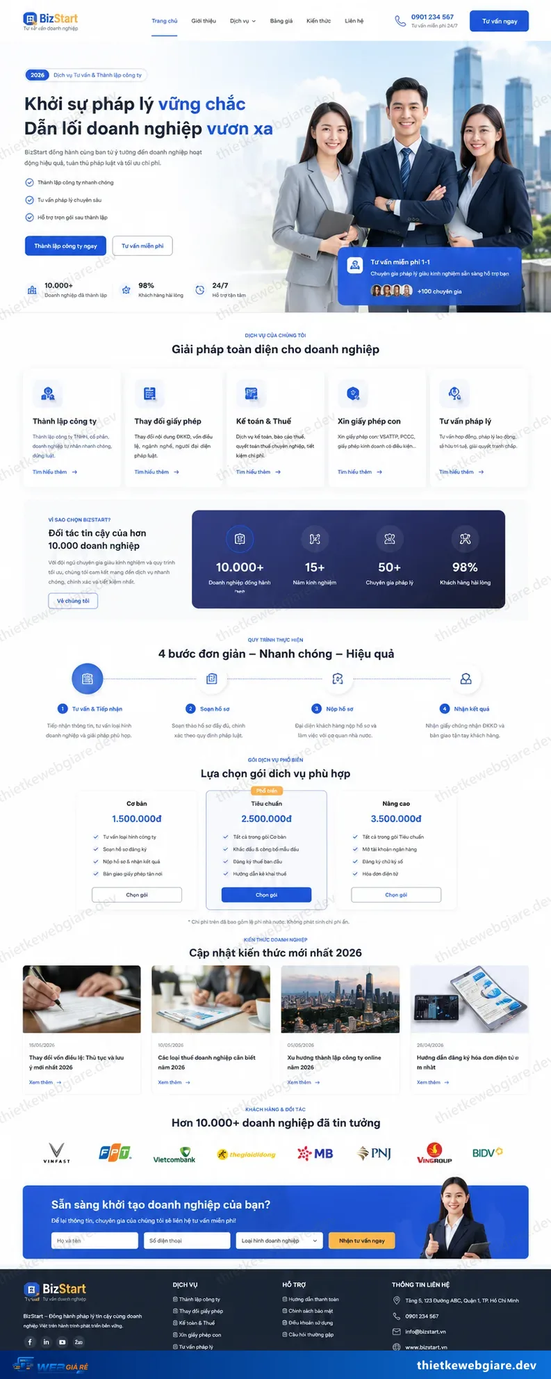 Toàn bộ giao diện mẫu website Tư vấn doanh nghiệp — mẫu BizStart