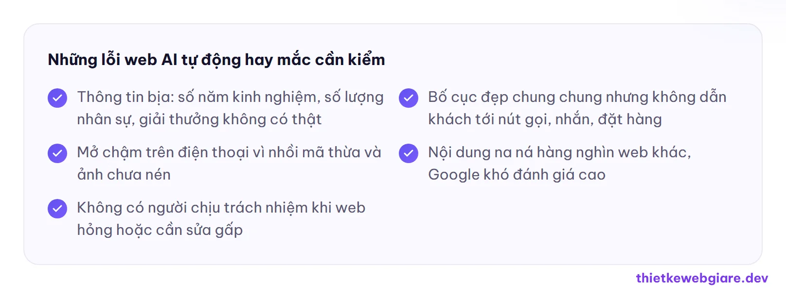 Những lỗi web AI tự động hay mắc cần kiểm — AI trong thiết kế web 2026