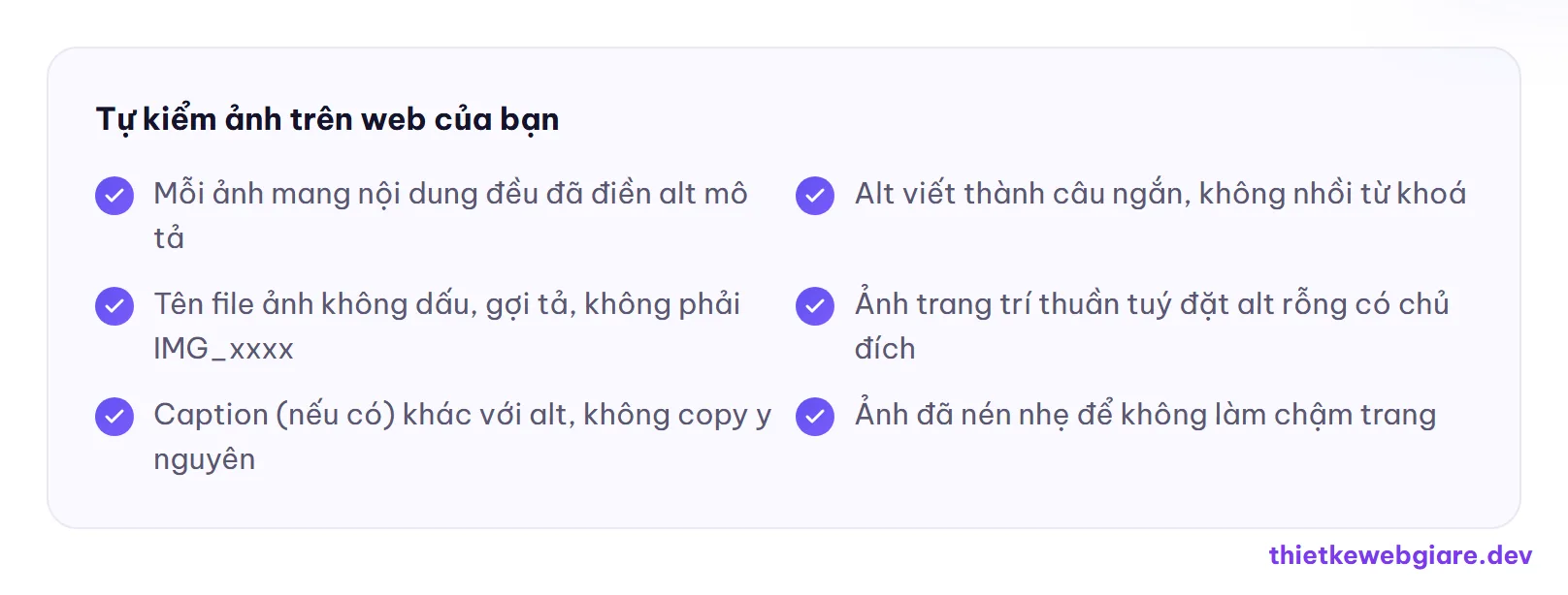 Tự kiểm ảnh trên web của bạn — alt ảnh là gì