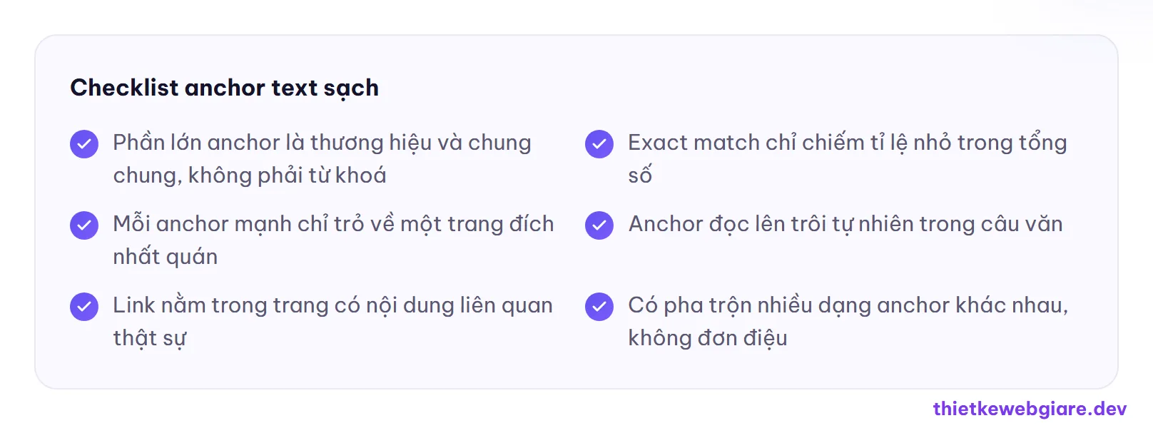 Checklist anchor text sạch — anchor text là gì