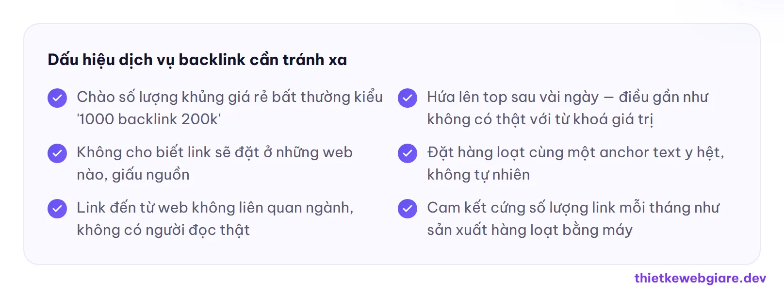 Dấu hiệu dịch vụ backlink cần tránh xa — backlink là gì