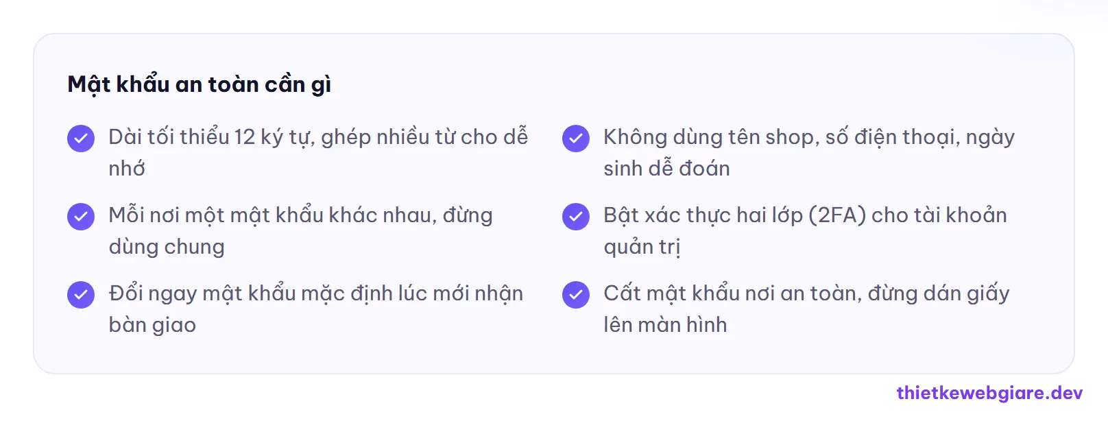 Mật khẩu an toàn cần gì — bảo mật website cơ bản