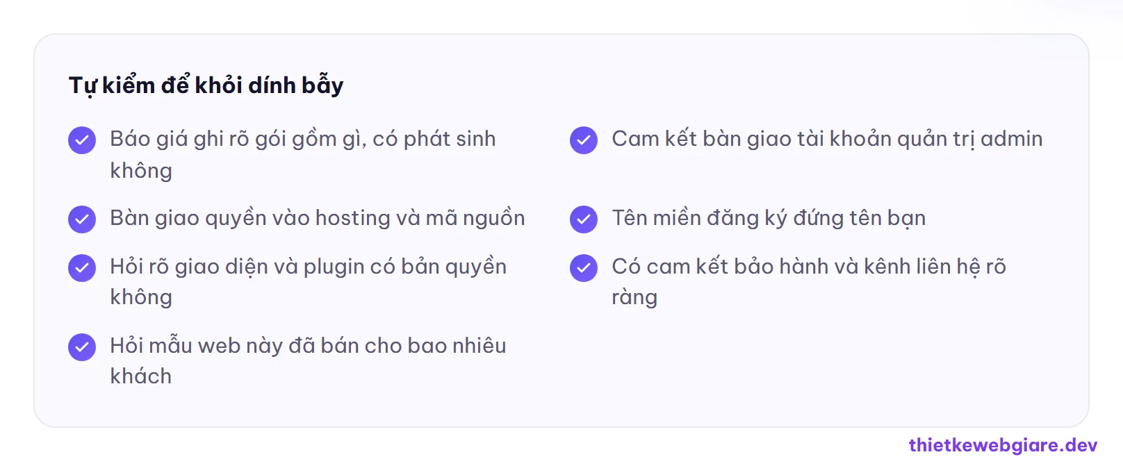Tự kiểm để khỏi dính bẫy — những cái bẫy khi làm web giá rẻ