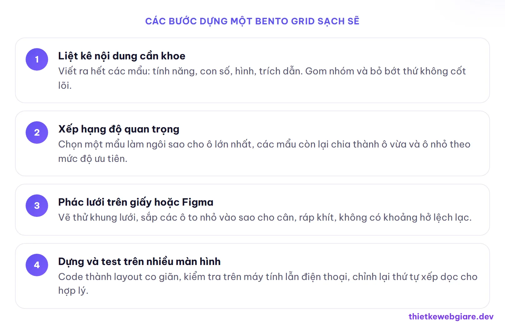 Các bước dựng một bento grid sạch sẽ — bento grid là gì