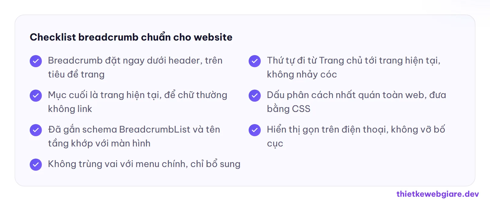 Checklist breadcrumb chuẩn cho website — breadcrumb là gì