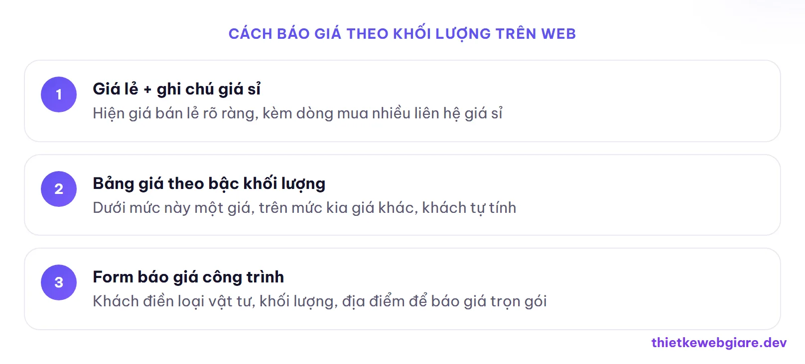 Cách báo giá theo khối lượng trên web — thiết kế web vật liệu xây dựng