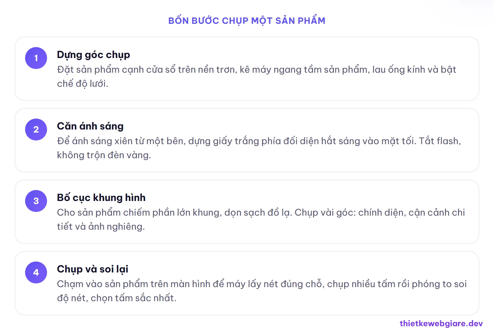 Bốn bước chụp một sản phẩm — cách chụp ảnh sản phẩm cho web