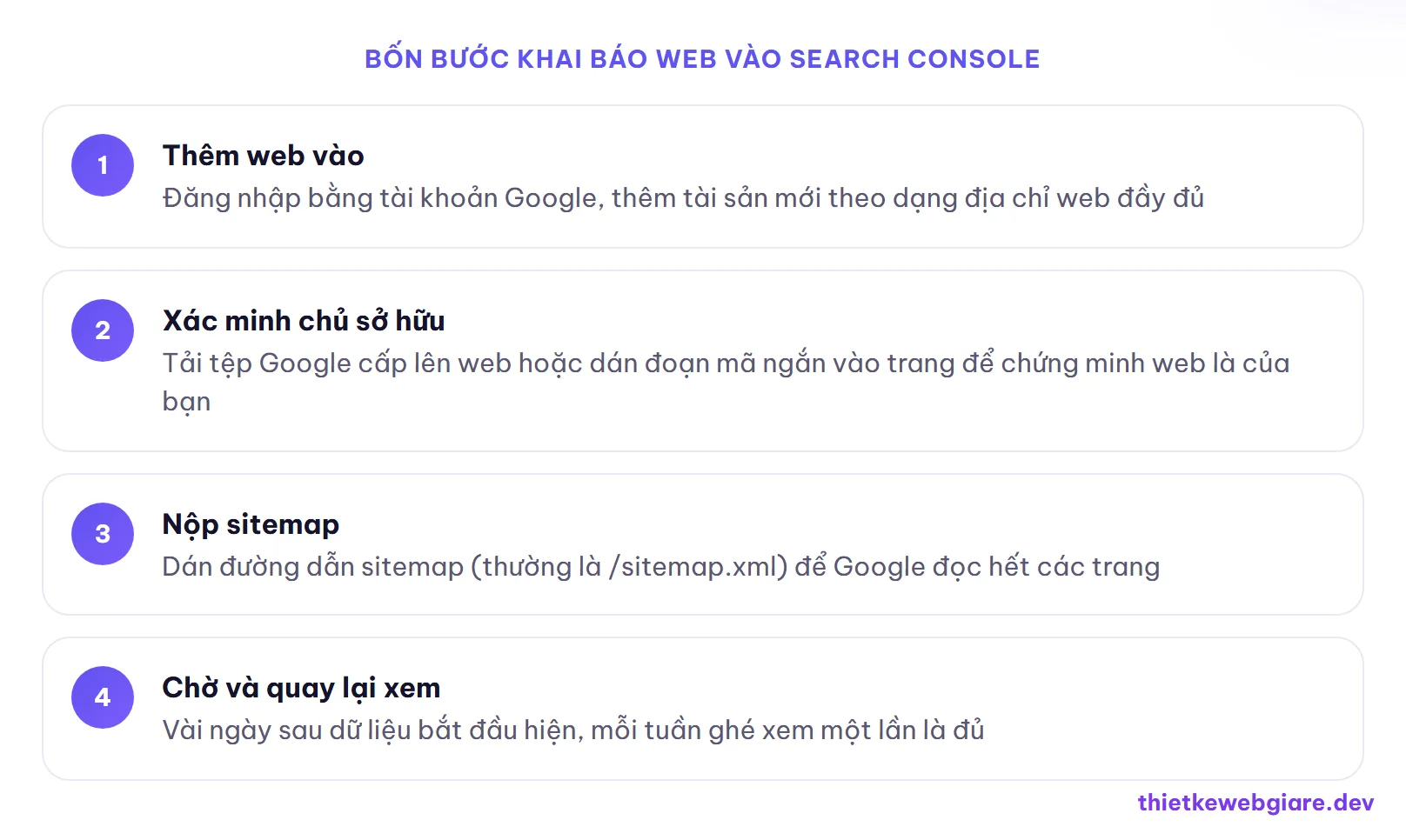 Bốn bước khai báo web vào Search Console — google search console là gì