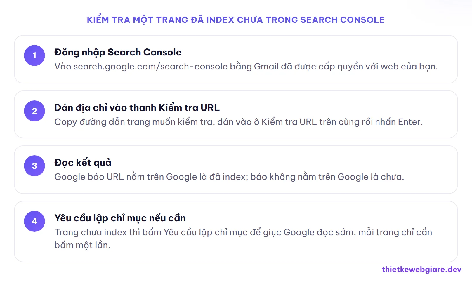 Kiểm tra một trang đã index chưa trong Search Console — cách kiểm tra web đã lên Google chưa