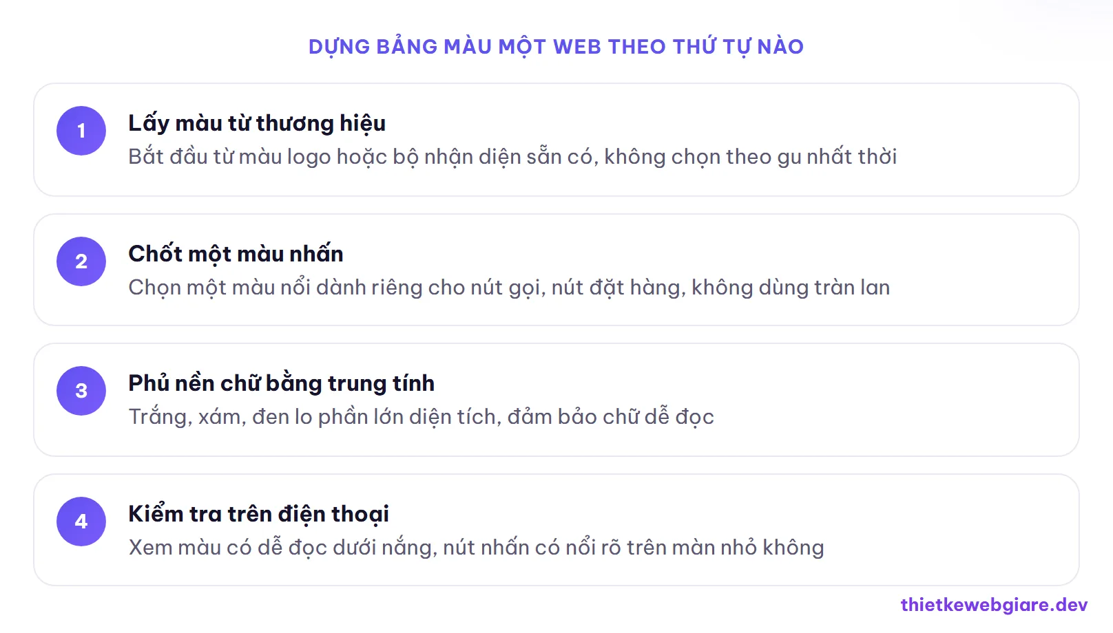 Dựng bảng màu một web theo thứ tự nào — phối màu website