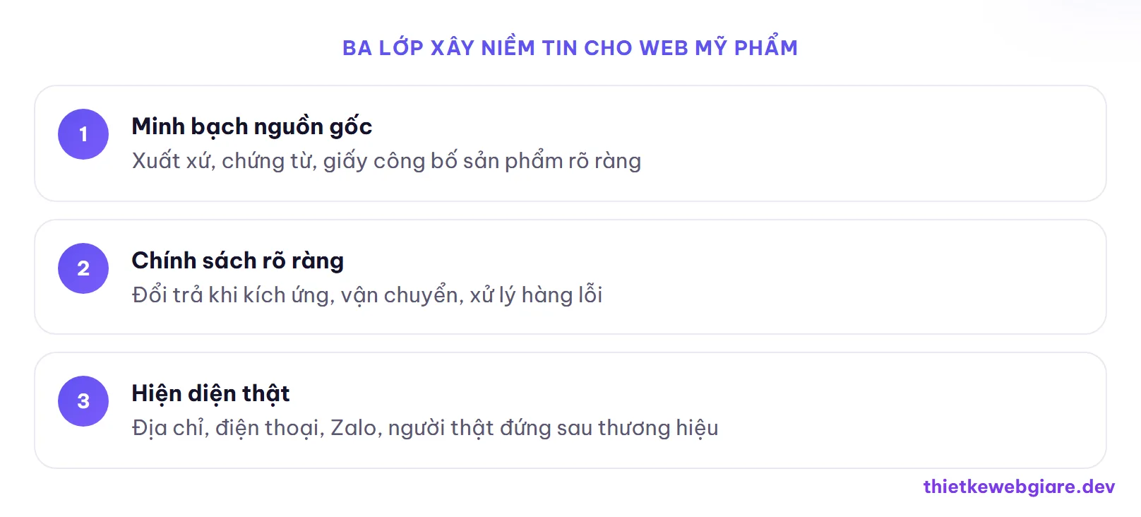 Ba lớp xây niềm tin cho web mỹ phẩm — thiết kế web mỹ phẩm