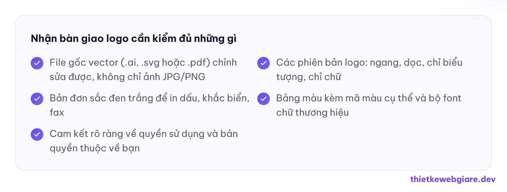 Nhận bàn giao logo cần kiểm đủ những gì — chi phí thiết kế logo nhận diện