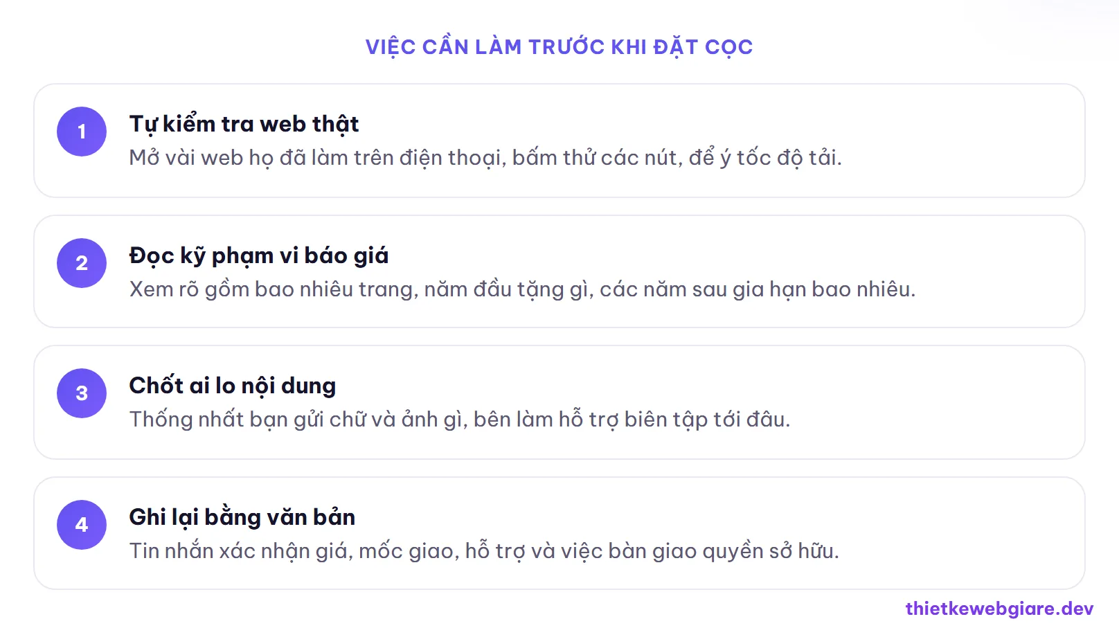 Việc cần làm trước khi đặt cọc — chọn đơn vị thiết kế web uy tín