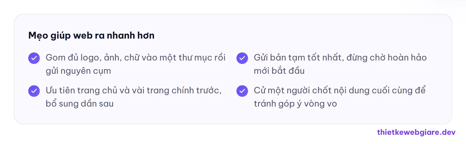 Mẹo giúp web ra nhanh hơn — chuẩn bị nội dung làm website