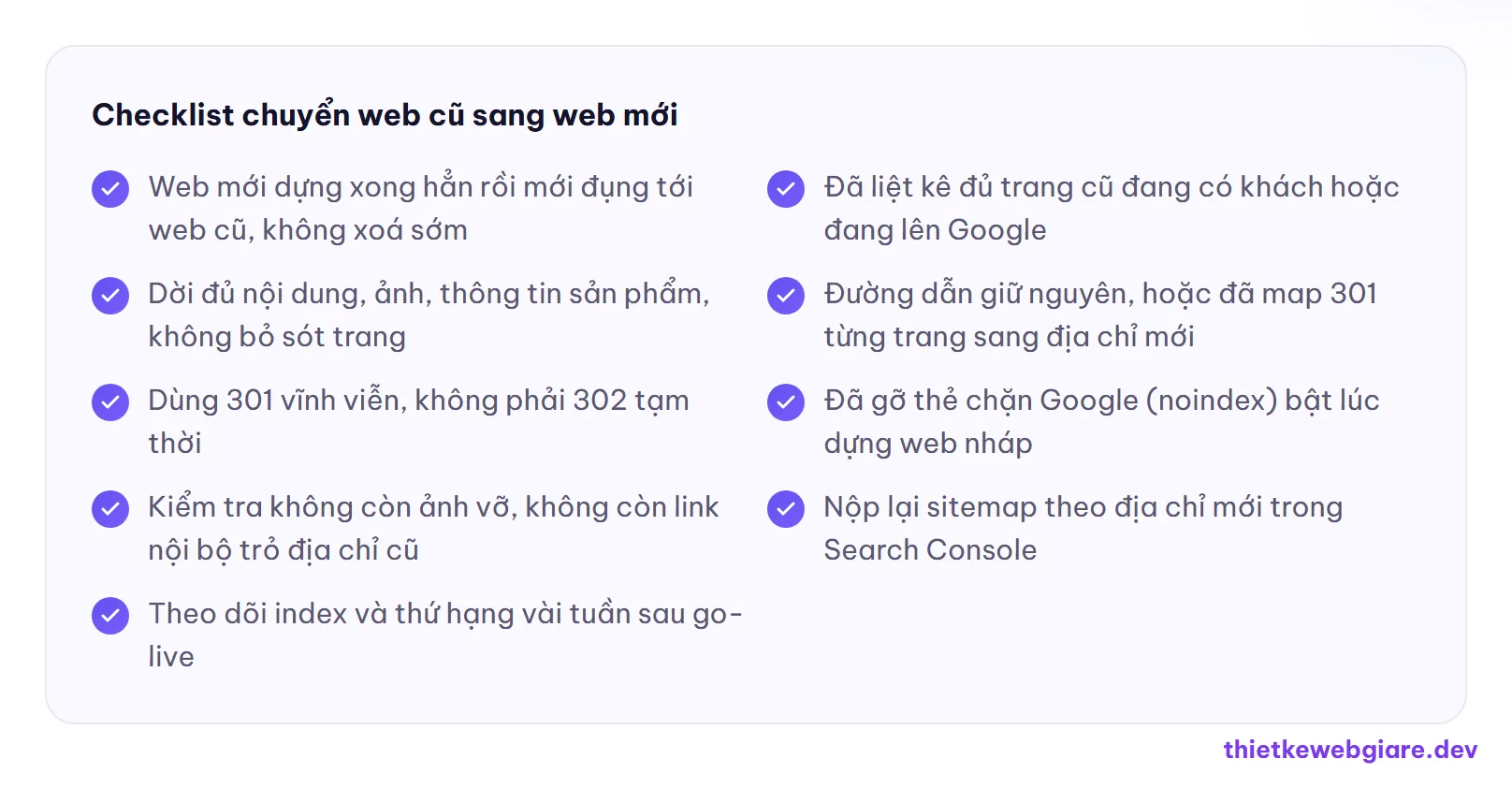 Checklist chuyển web cũ sang web mới — chuyển từ web cũ sang web mới giá rẻ